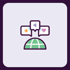 Aufkleber - Global Social Media Engagement: Icons for Online Interaction and Worldwide Reach
