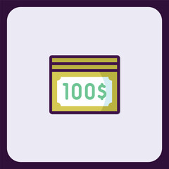 Aufkleber - Simple Icon Depicting One Hundred Dollar Bill Stack