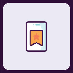 Poster - Mobile Phone App with Starred Bookmark Icon Illustration