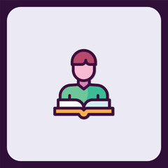 Poster - Person Reading a Book: Education, Knowledge, and Learning Icon