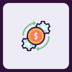 Poster - Financial Mechanism Icon: Interlocking Gears and Currency Symbol for Business Processes