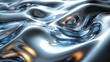 © Mariia - Close up texture of liquid shiny metal in silver gray color with highlights and shimmers. Liquid metallic texture, backdrop for web promotion.