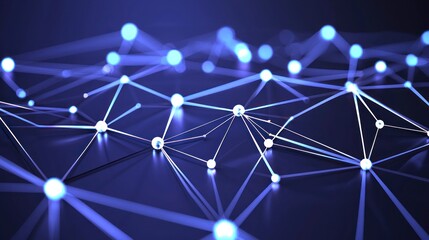 Poster - Abstract Network Connection:  Digital Nodes and Lines Illuminating Technological Interconnectivity
