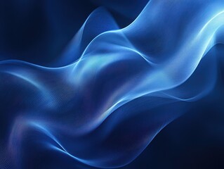 Poster - Elegant Abstract Wave Patterns in Shades of Blue and Flowing Light, Perfect for Backgrounds, Textures, and Digital Art Projects