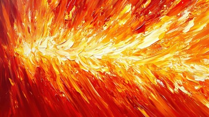 Wall Mural - Abstract fiery orange painting, dynamic texture, energy, art