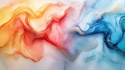 Wall Mural - Abstract fluid art warm and cool colors swirl, background texture, design element