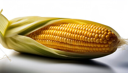 Aufkleber - Bright Yellow Kernels Emerge From Partially Peeled Corn, Showcasing Natures Bounty in Its Raw Form