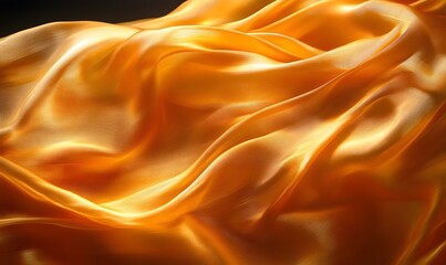 Poster - Luxurious golden fabric with flowing waves and soft shadows for elegant texture