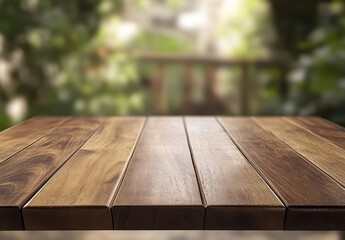 Poster - Rustic Wooden Table Surface with Natural Grain Patterns in Soft Focus Background for Food, Product, and Interior Photography