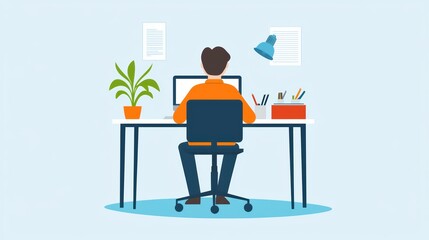 Poster - Entrepreneur Busy at Desk Surrounded by Chaos in a Modern Workspace Environment