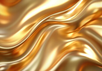 Poster - Shimmering Golden Silk Fabric Flowing Gracefully in Soft Waves Highlighting Light Reflection and Texture for Elegant Backgrounds and Designs