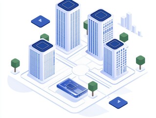 Poster - Futuristic AI Powered Data Network with Buildings and Technology Elements
