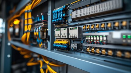 Poster - Electrical cabinet showing automation controller, network switch and cables
