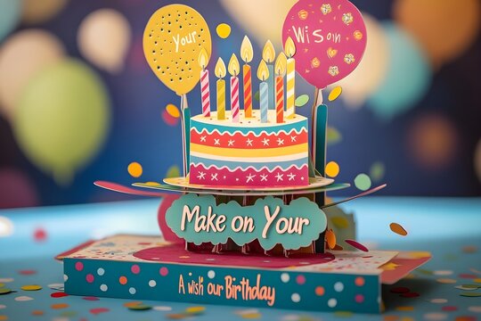 Happy birthday greeting card. Paper cut and craft style.
