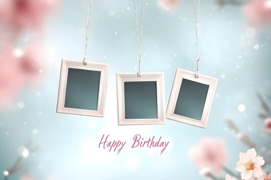 Happy birthday greeting card. Paper cut and craft style.
