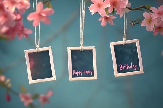 Happy birthday greeting card. Paper cut and craft style.
