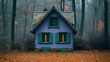 © indasah - Misty Forest Cottage in Autumn (1)