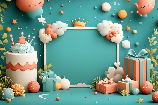Happy birthday greeting card. Paper cut and craft style.
