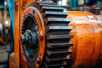 Poster - Large gear rotating industrial machine in operation