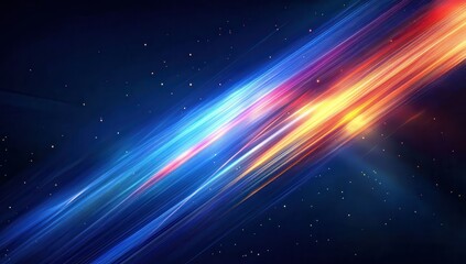 Poster - vibrant abstract digital background with dynamic light trails and stars in deep space infused with b