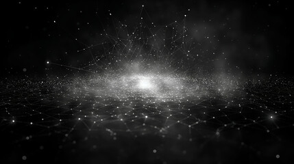 Wall Mural - Network Design White Lines on Dark Background, Futuristic Technology Graphic