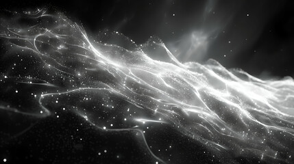 Wall Mural - Silver Glitter Waves Elegant Dark Background, Modern Texture Design