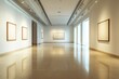 © Tunsale - Modern gallery interior with empty copyspace for display. AI generated illustration.