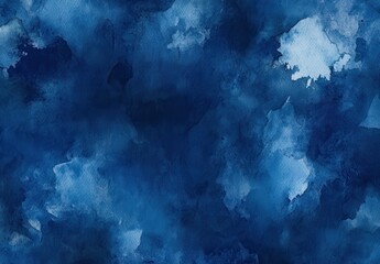 Poster - Abstract deep blue watercolor background with varying shades and textures, ideal for artistic designs, wallpapers, or branding purposes