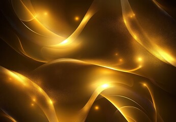 Poster - Abstract golden wave background with luminous particles and smooth flowing lines creating an elegant and luxurious atmosphere for creative projects