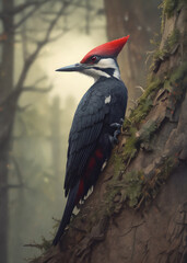 Pileated Woodpecker Perched High Up in a Tree