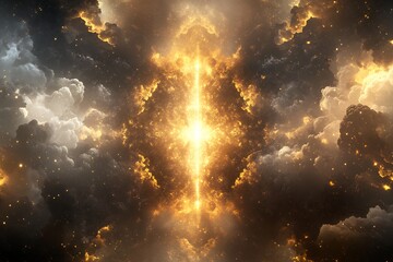 Wall Mural - luminous cosmic phenomenon with nebulous clouds and radiant light core
