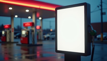 Aufkleber - Blank white sheet on stand at gas station self-service kiosk
