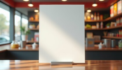 Aufkleber -  Blank white sheet on stand at gas station food counter