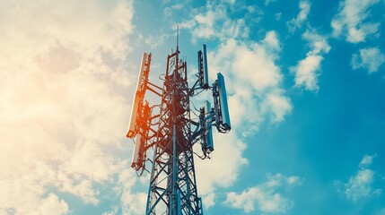 telecommunication tower with 4g and 5g cellular macro base station 5g radio network telecommunicatio