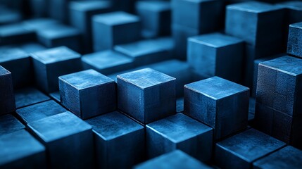 Poster - Abstract Blue Cubes Close-up