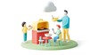 © Biggy - Family Enjoying Outdoor Barbecue in Colorful Backyard Setting