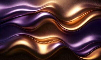 Poster - Abstract waves of metallic purple and gold create a luxurious textured background