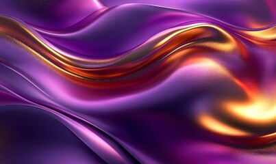 Poster - Luminous Purple and Gold Waves Abstract Metallic Background Texture Pattern