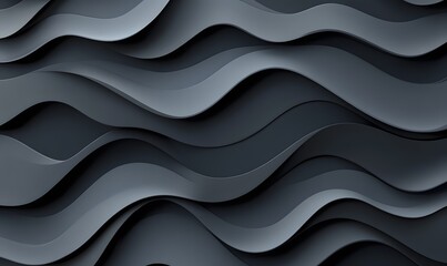 Poster - Abstract 3D Render of Dark Gray Wavy Layers for Modern Backgrounds