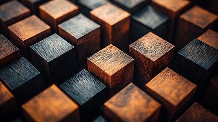 Aufkleber - Abstract Wood Blocks Pattern