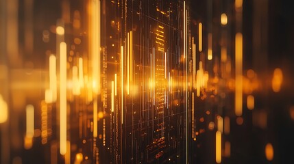 Poster - Abstract yellow lines simulating data transmission with blurred background