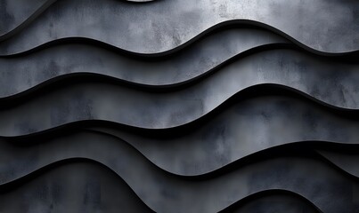 Poster - Abstract dark silver layered waves creating an elegant modern backdrop