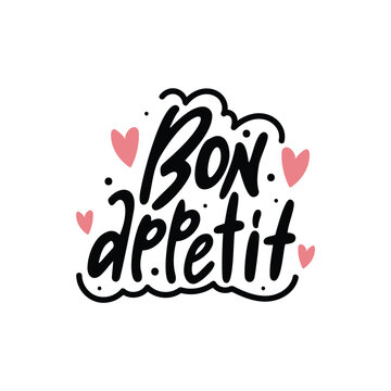 Bon Appetit Lettering Vector Design.