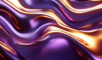 Poster - Elegant Abstract Metallic Waves with Purple and Gold Tones