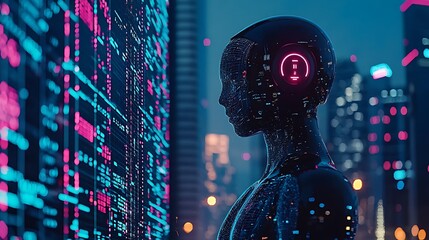 Poster - AI studies city data at night