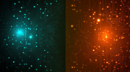 Fototapete - A beauty futuristic abstract background in a high-tech style. Shining lines and patterns resembling neural networks, connections, and digital circuits