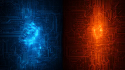 Fototapete - A beauty futuristic abstract background in a high-tech style. Shining lines and patterns resembling neural networks, connections, and digital circuits