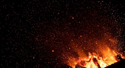 Wall Mural - Fire embers particles over black background. Fire sparks background