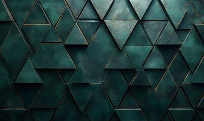 Poster - Textured emerald geometric triangles creating a modern and sophisticated design
