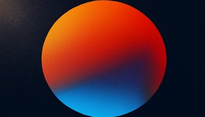 Grainy background glowing vibrant color gradient blue orange red black circle ring noise texture banner poster design